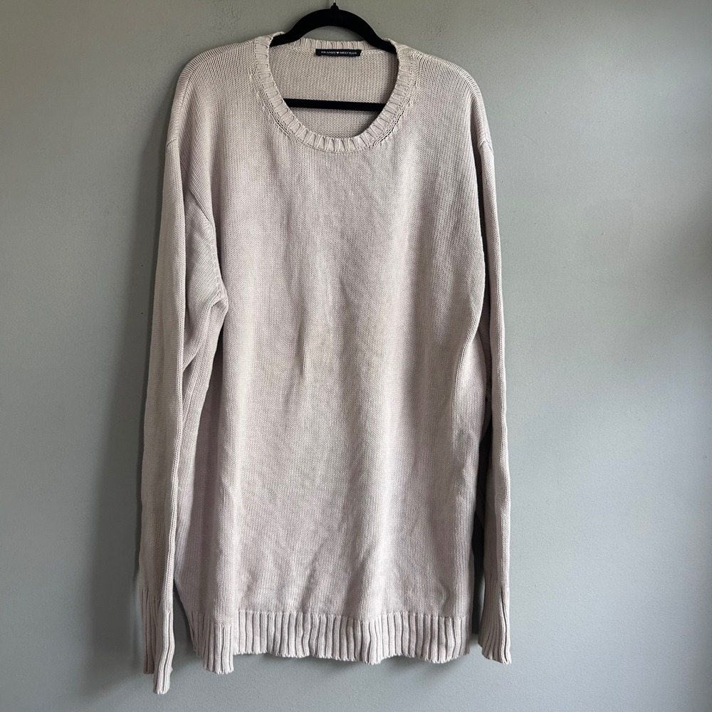 Brandy Melville Oatmeal Cotton Knit Oversized Crewneck Sweater Made in Italy